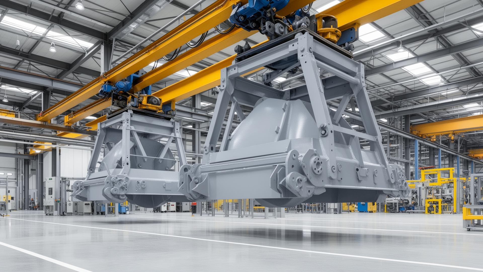 Stora industrikomponenter i lackeringshall